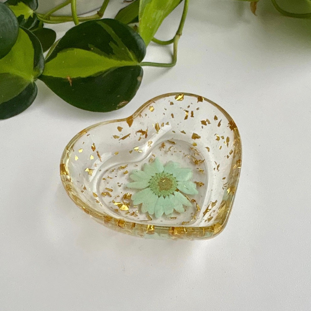Real Flower Heart Jewelry Dish
