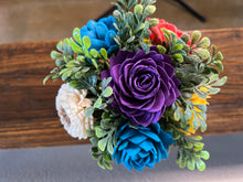 Sola wood flowers in small metal milk jug