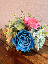 Sola Wood flowers in square ceramic container