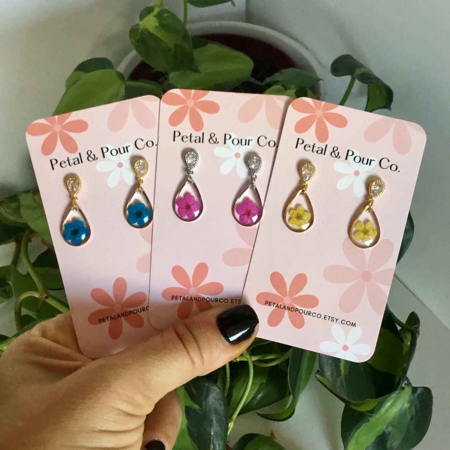 Real Flower Small Teardrop Earring