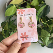 Real Flower Hexagon Earring