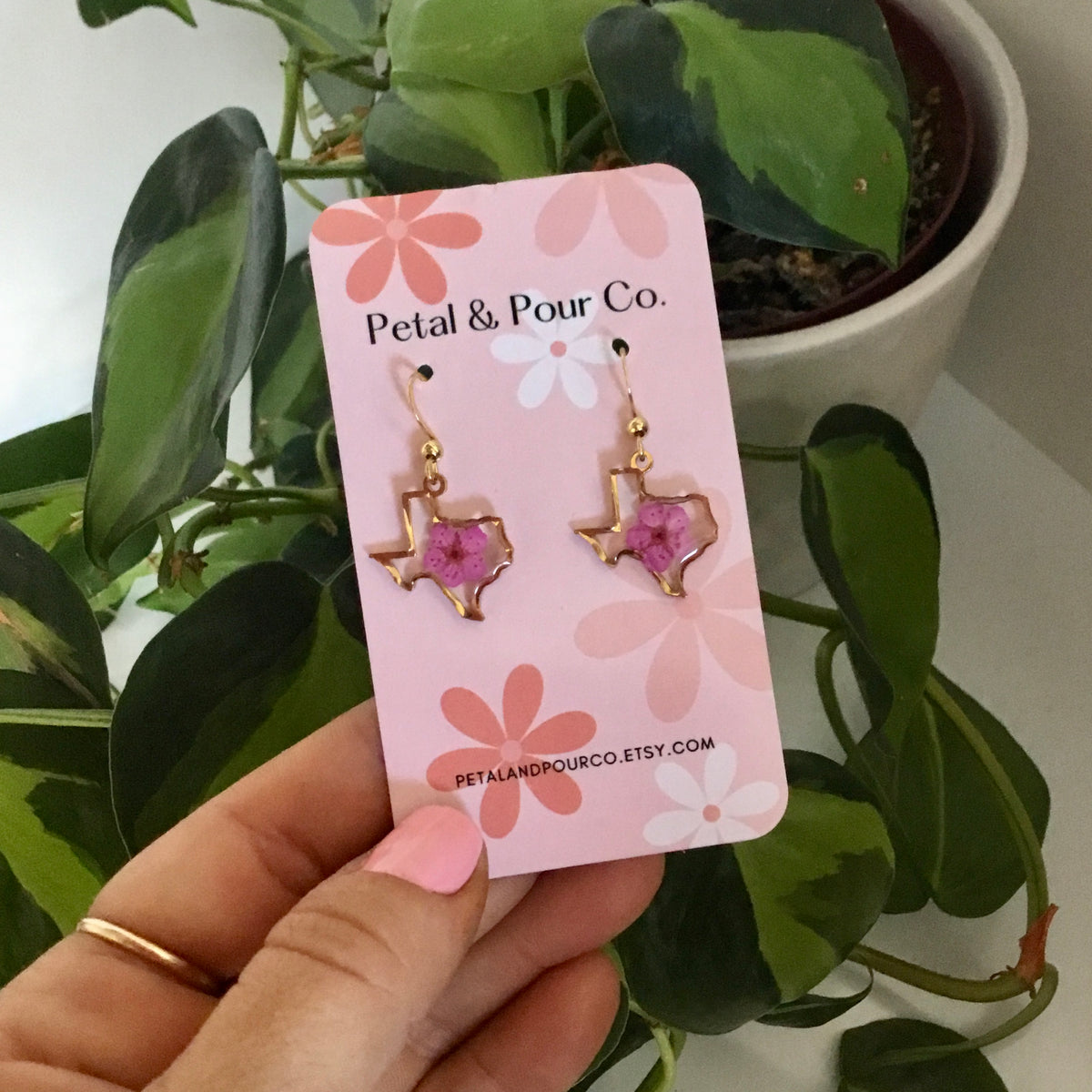 Real Flower Texas Earrings