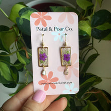 Real Flower Rectangle Earring