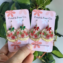 Real Flower Christmas Earrings
