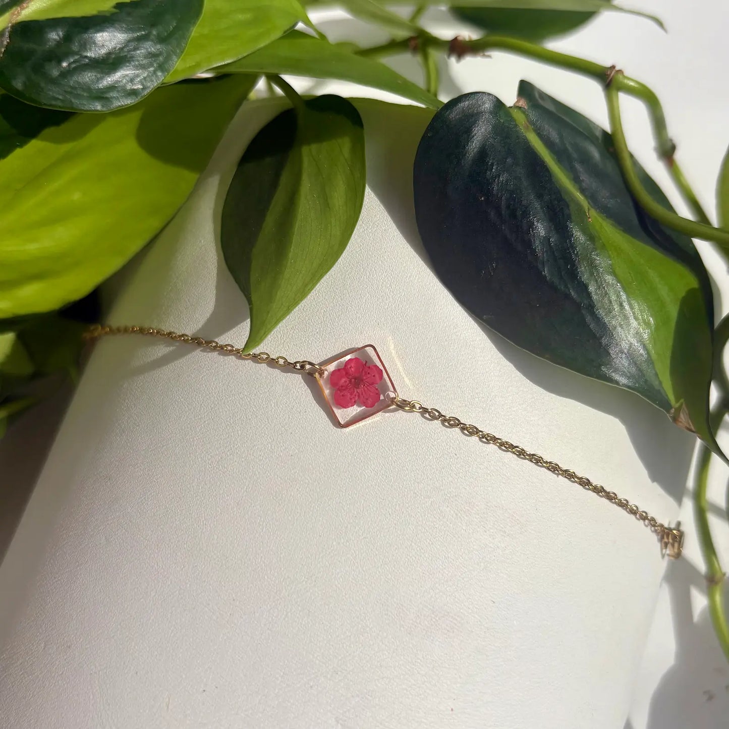 Real Flower Square Bracelet