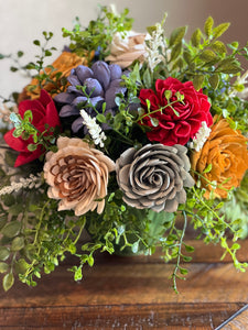 Large Sola Wood Floral arrangement in green ceramic container
