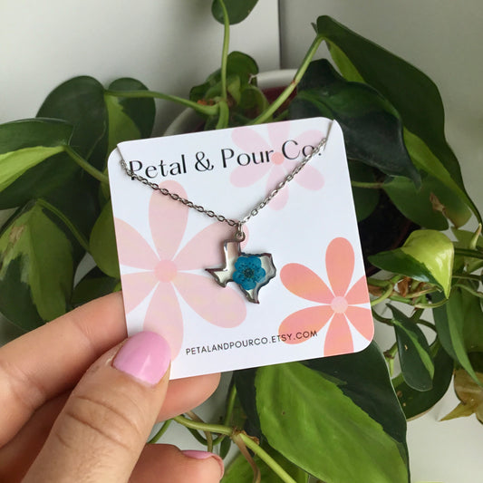 Real Flower Texas Necklace (Silver)