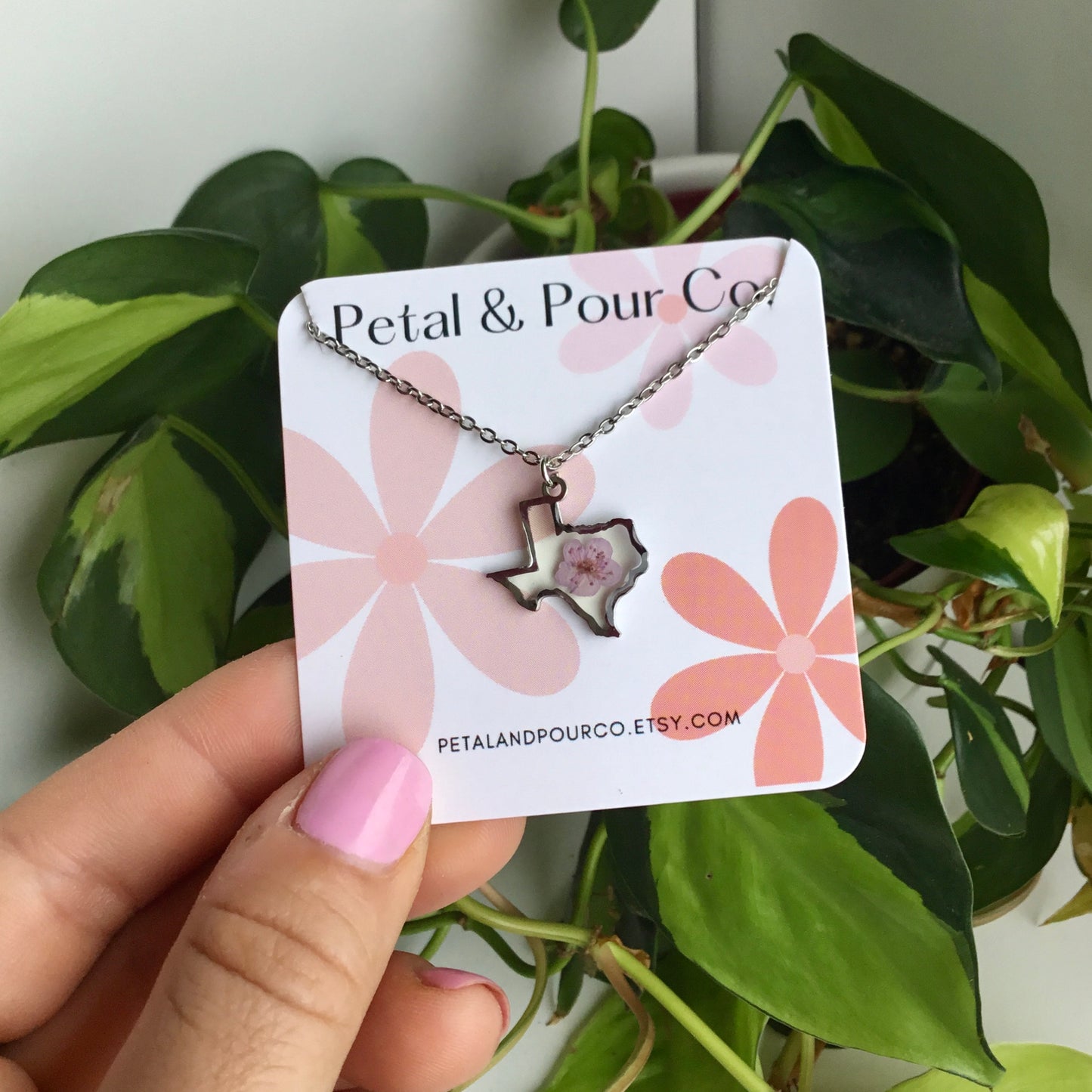 Real Flower Texas Necklace (Silver)