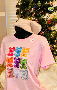 T-Shirts- Christmas Bows Short Sleeve