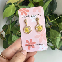 Real Flower Hexagon Earring