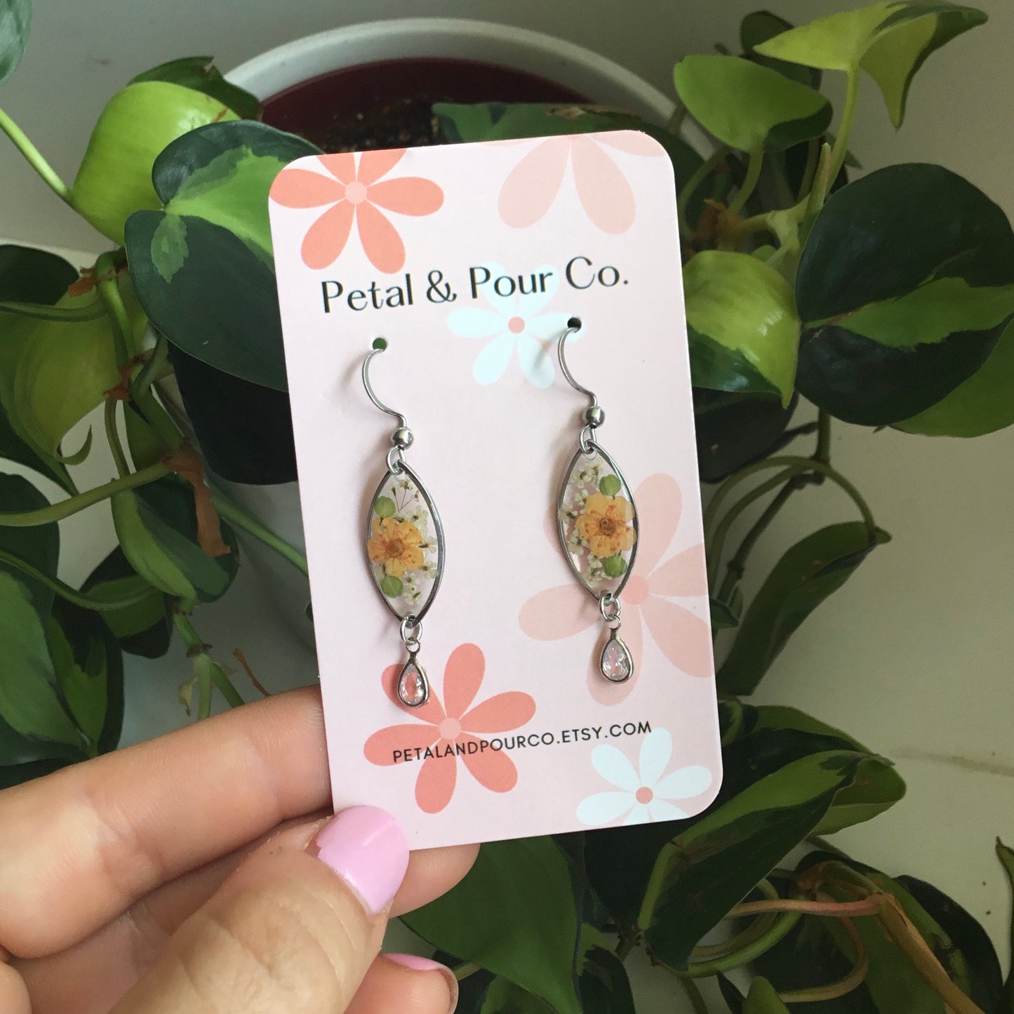 Real Flower Marquee Earring