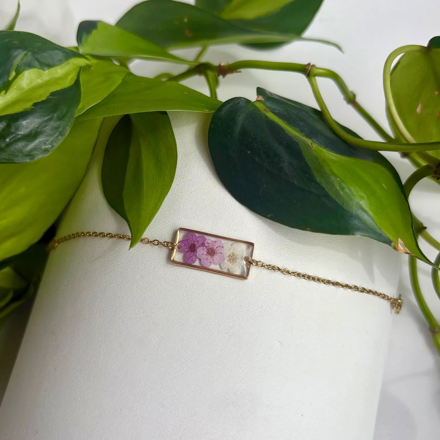 Real Flower Rectangle Bracelet