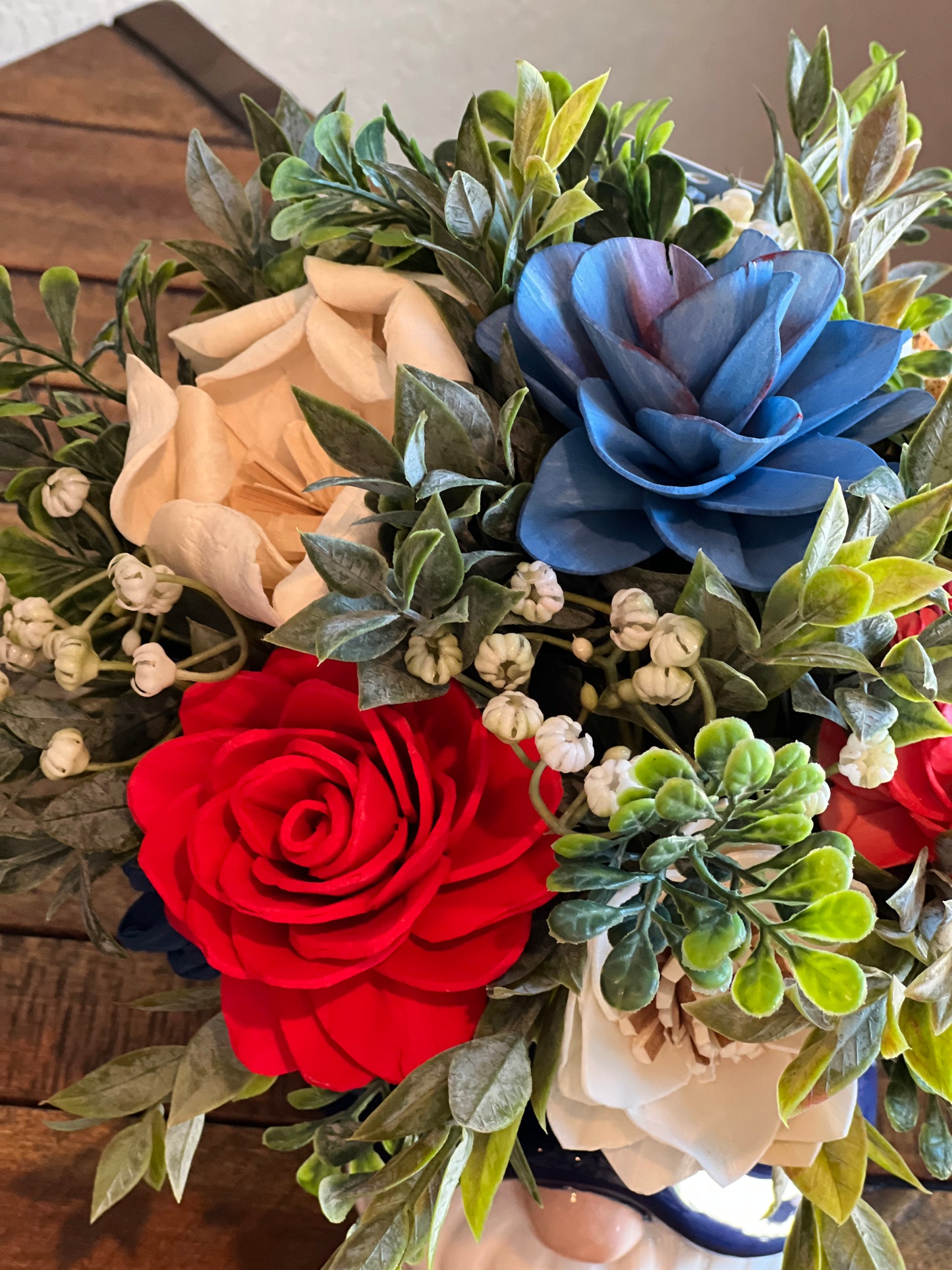 Sola Wood Flowers in Patriotic Gnome