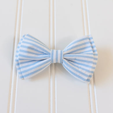 Bow Tie Clip (Light Blue Stripes)
