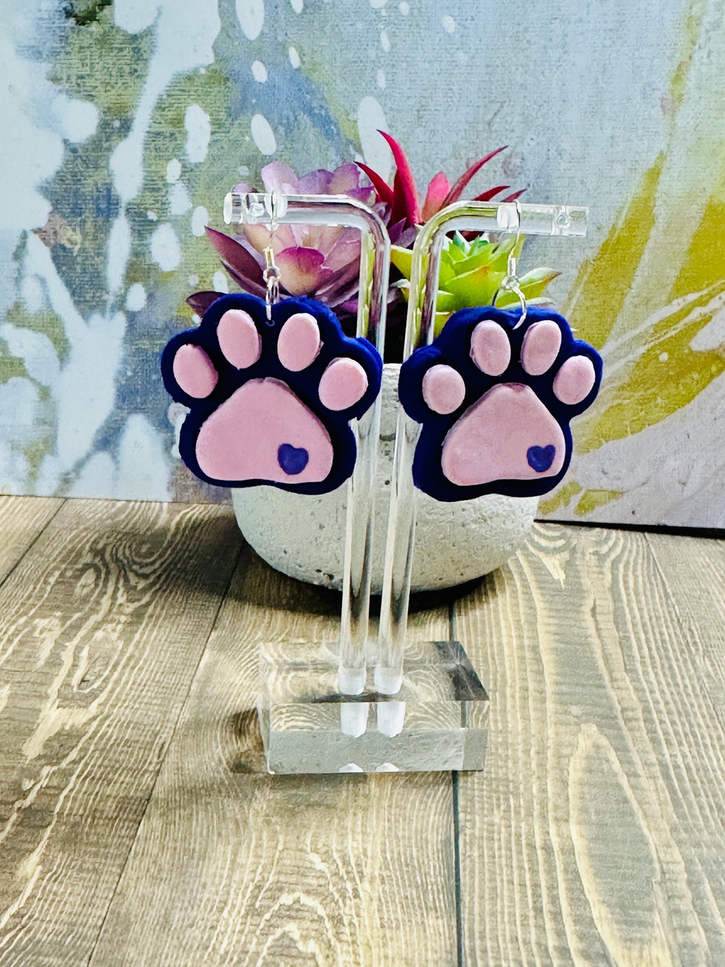 Purple Paw Earrings