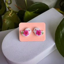 Real Flower Bird Stud Earring