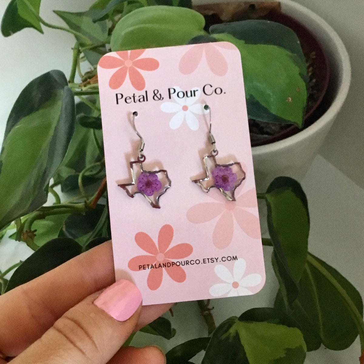 Real Flower Texas Earrings