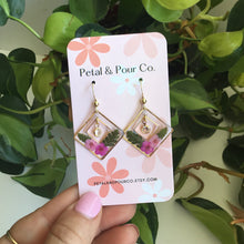 Real Flower Square Dangle Earring