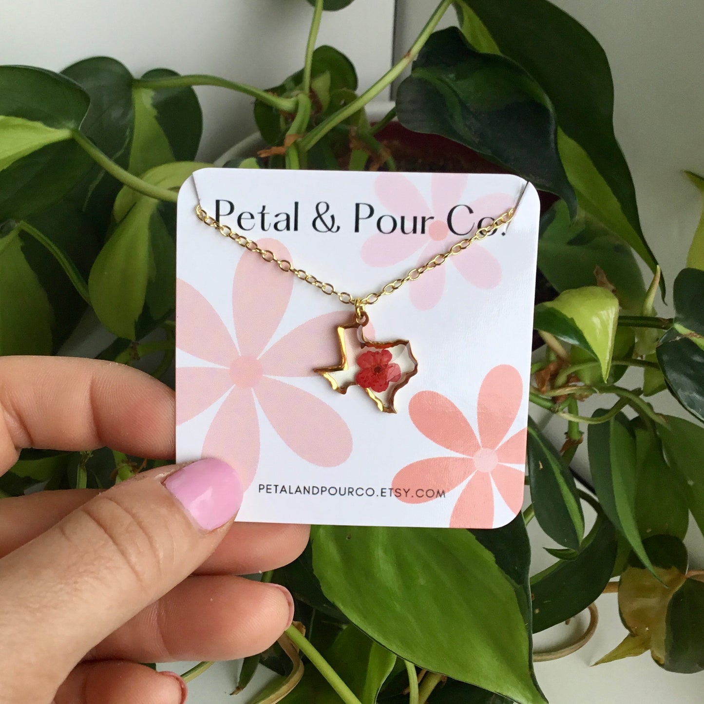 Real Flower Texas Necklace (Gold)