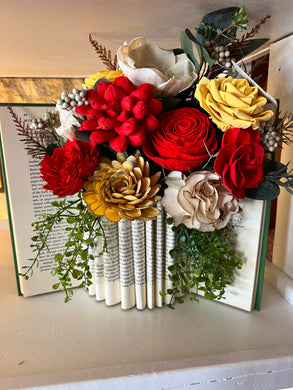 Book Vase with Sola Wood Floral arrangement