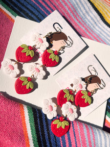 Earrings- Strawberry and flower