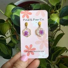 Real Flower Hexagon Earring