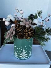 Sola Wood Flower arrangement in green holiday container.