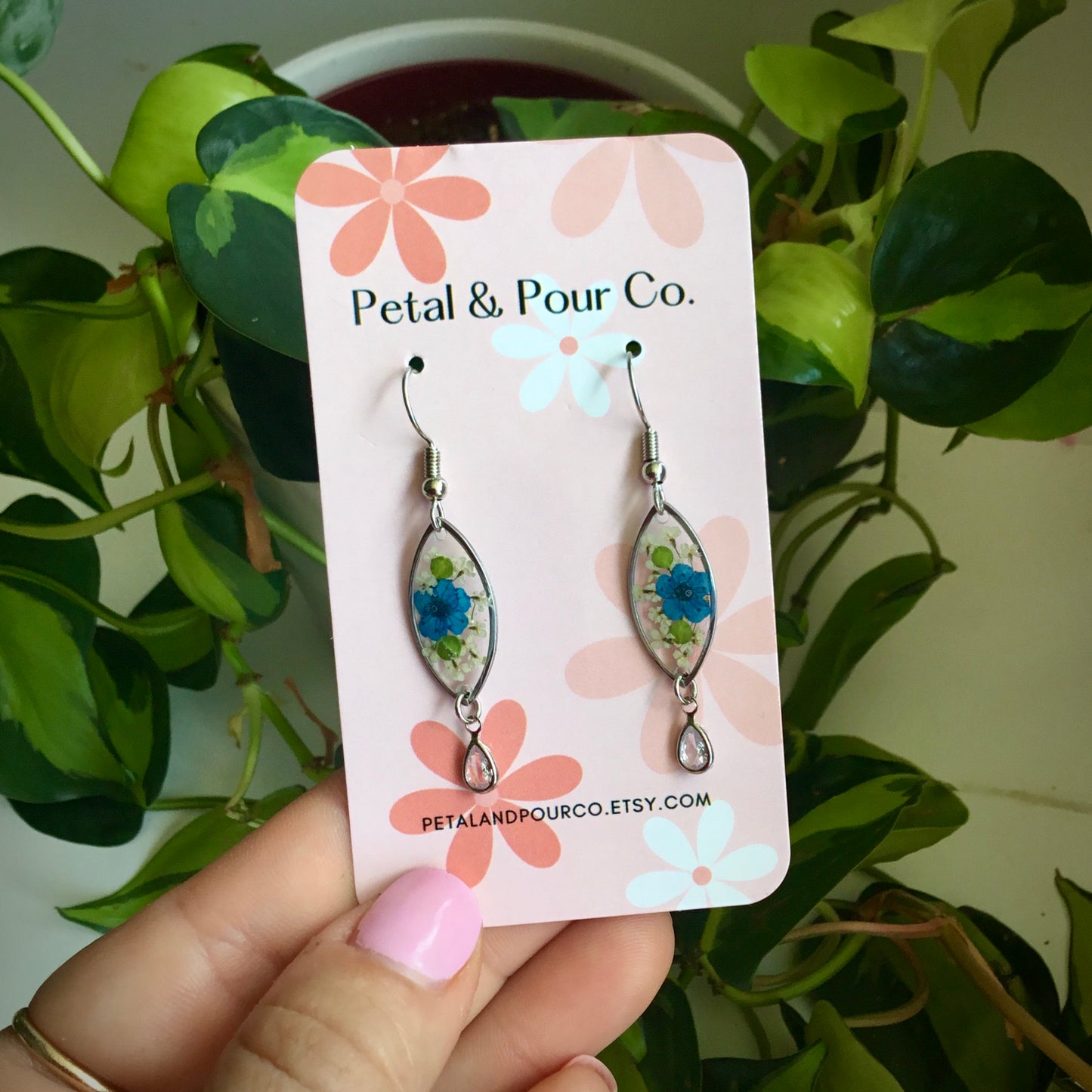Real Flower Marquee Earring