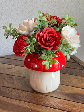 Sola wood flowers in Mushroom ceramic container