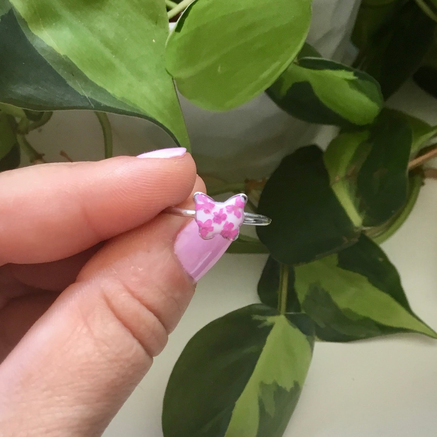Real Flower Butterfly Ring