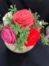 Sola wood flowers in small metal milk jug