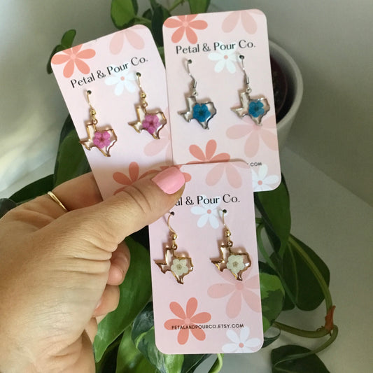 Real Flower Texas Earrings
