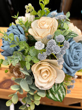 Sola Wood flowers in square ceramic container