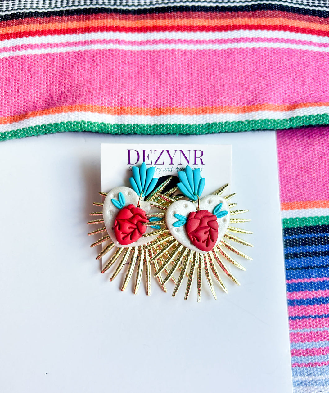 Earrings- Sacred Heart in Teal