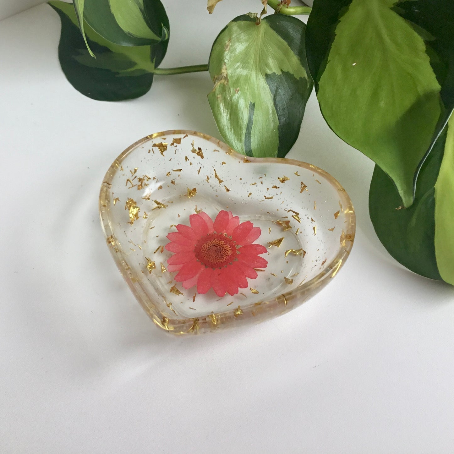 Real Flower Heart Jewelry Dish