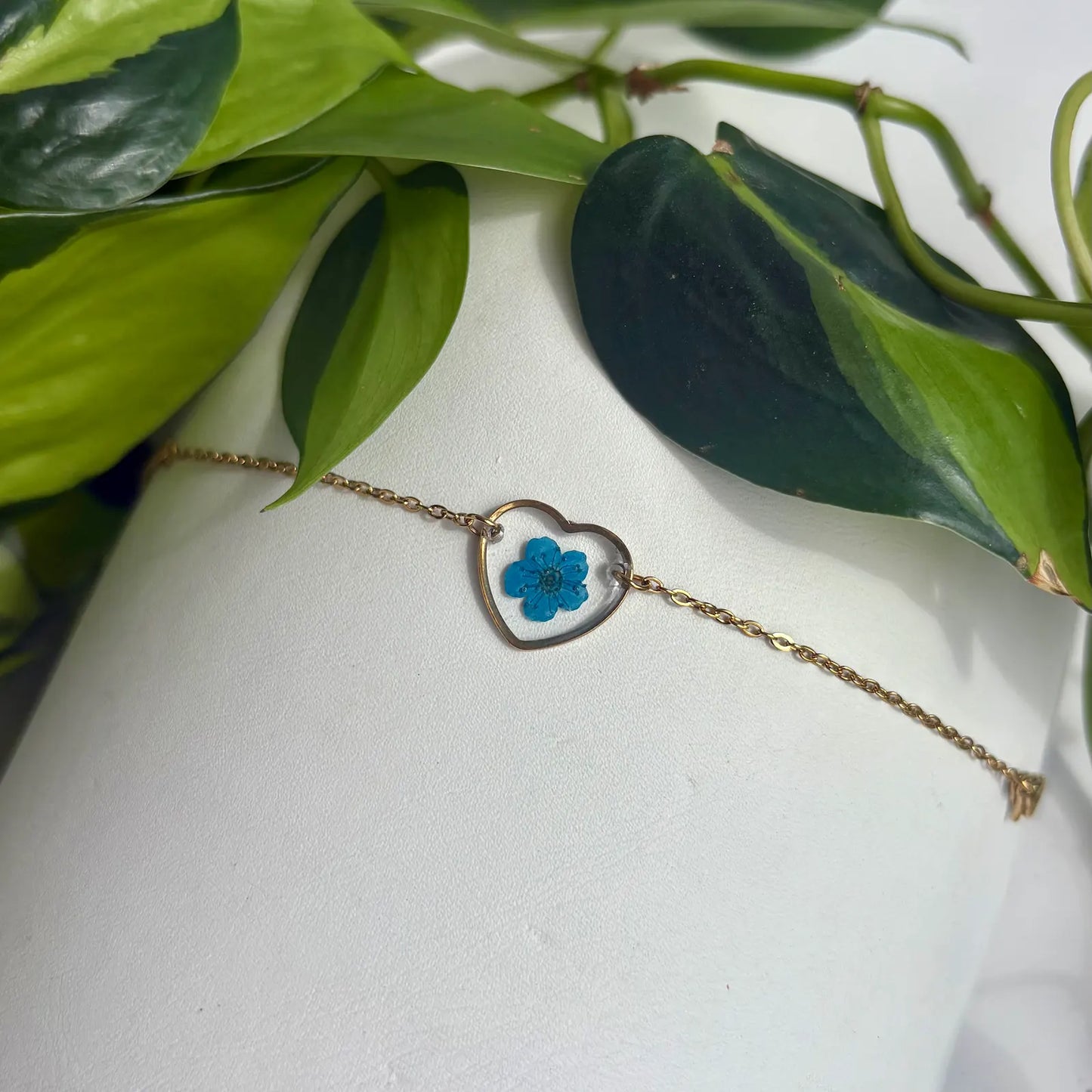 Real Flower Heart Bracelet