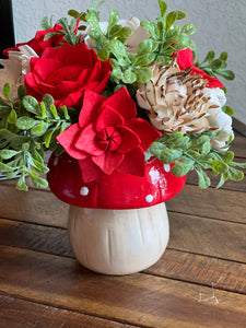 Sola wood flowers in Mushroom ceramic container