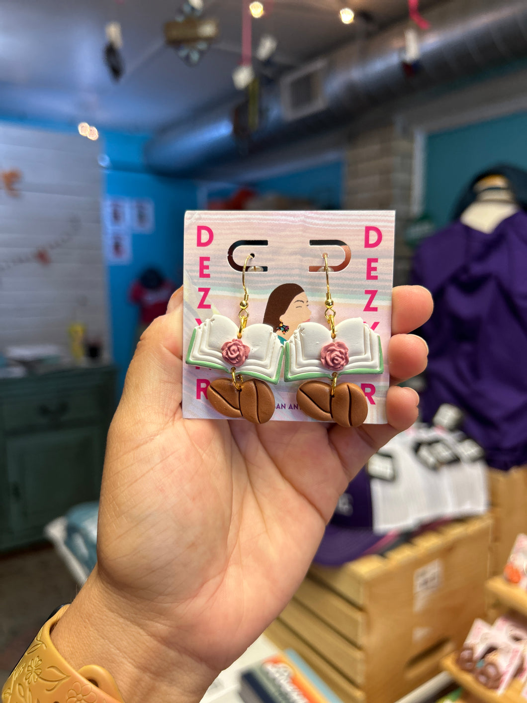 Earrings- Coffee and Books