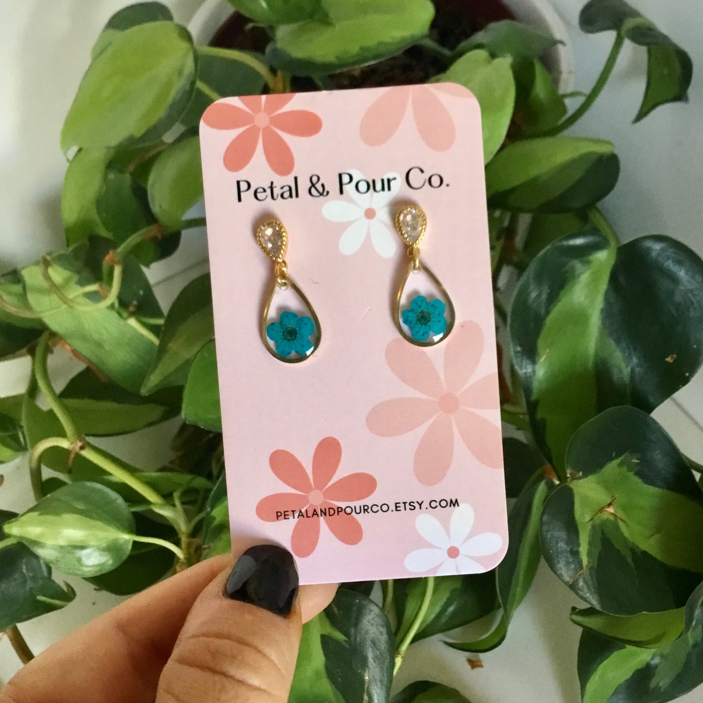Real Flower Small Teardrop Earring