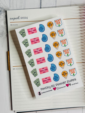 Planner Stickers - Monthly Bill Reminder Planner Stickers