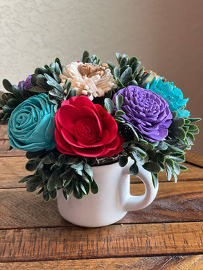 Sola wood flowers in small Cup