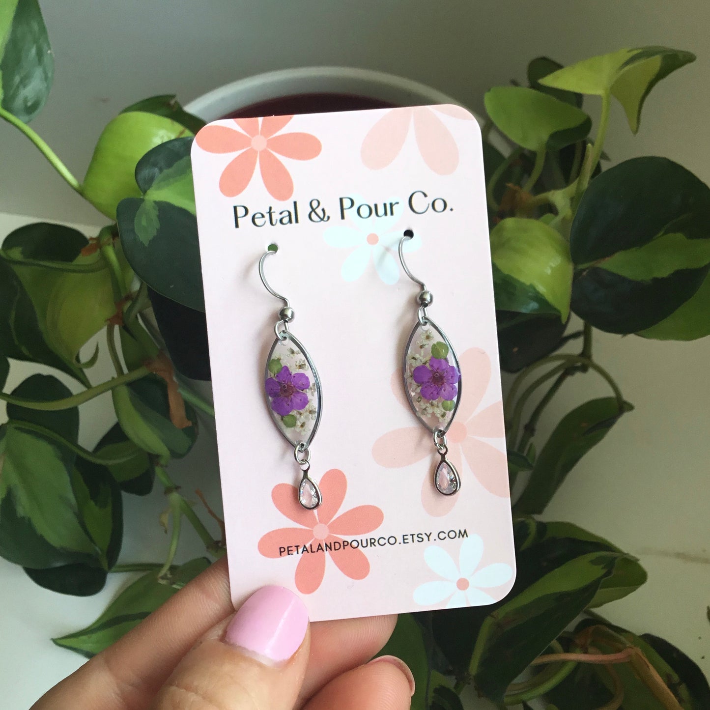 Real Flower Marquee Earring