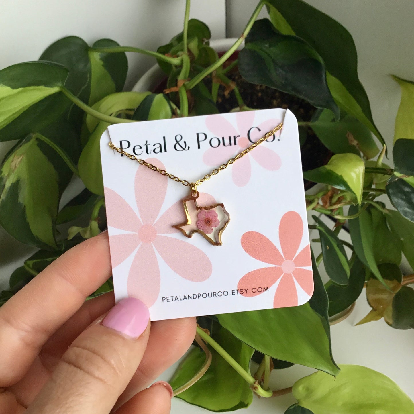 Real Flower Texas Necklace (Gold)