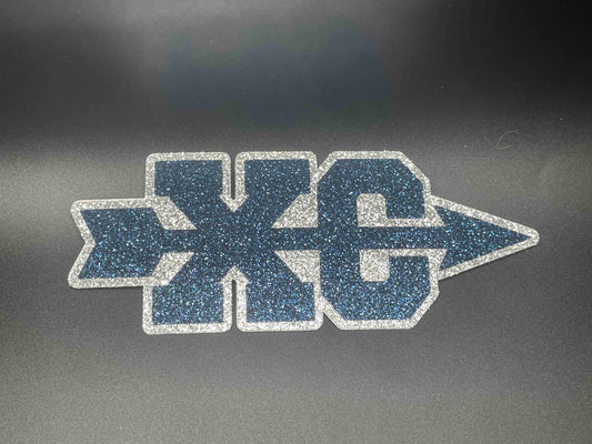 Small Cutout For Homecoming Mum- Cross Country Cutout, XC, Silver, Navy and white
