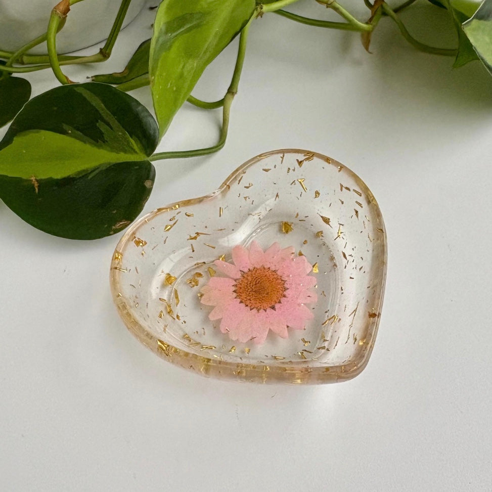 Real Flower Heart Jewelry Dish