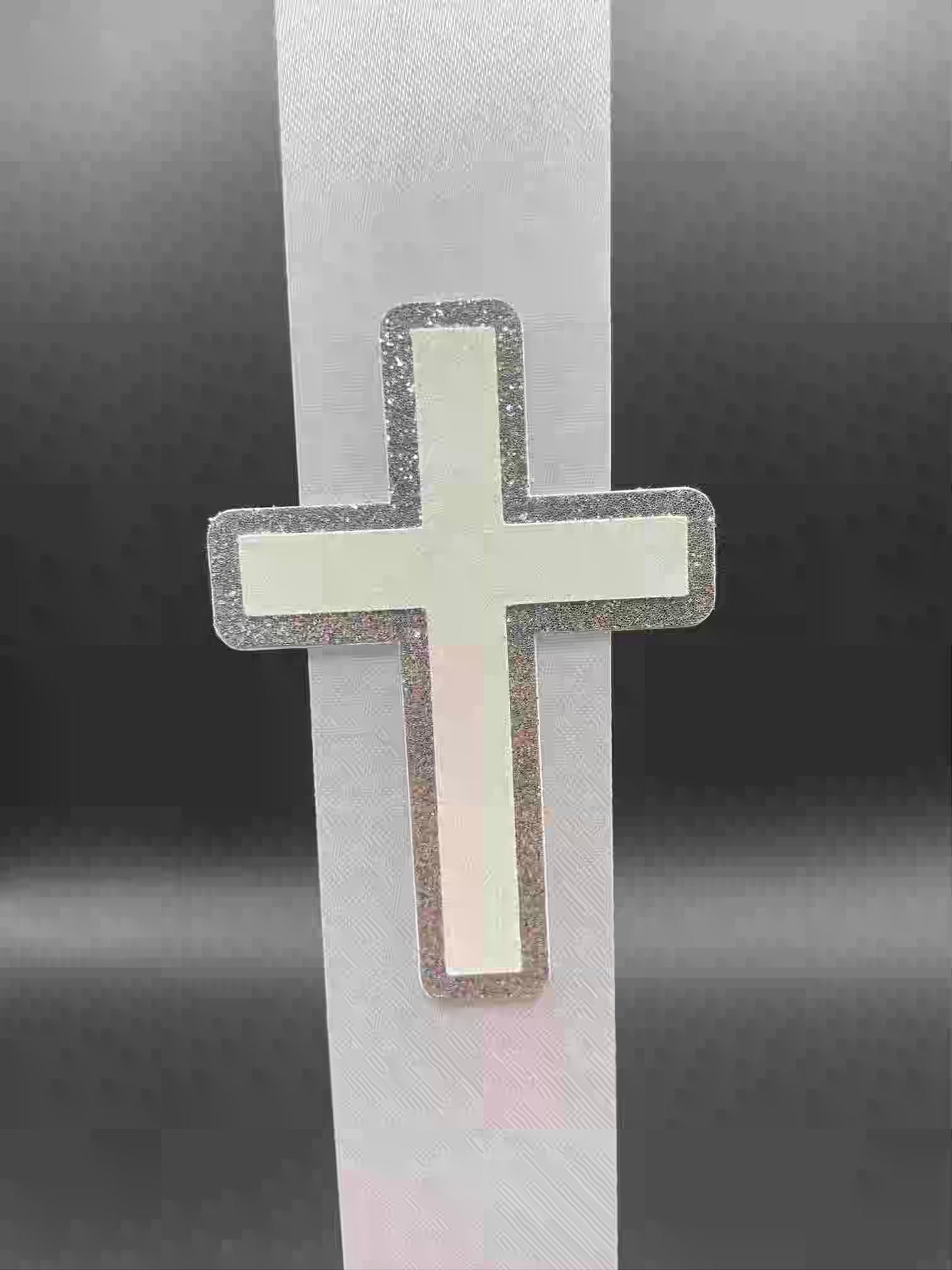 Small Cutout for SENIOR Homecoming Mum- , White & Silver Cross