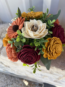 Faux pumpkin with Sola Wood Flowers