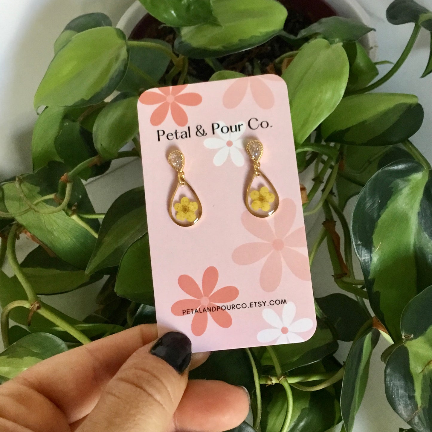 Real Flower Small Teardrop Earring