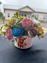Sola wood flowers in ceramic container with Cow