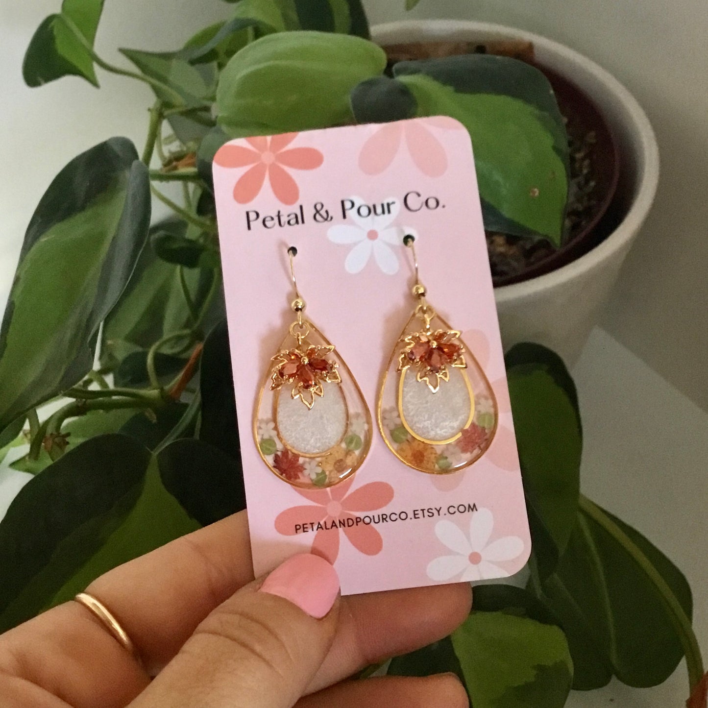 Real Flower Fall Earrings